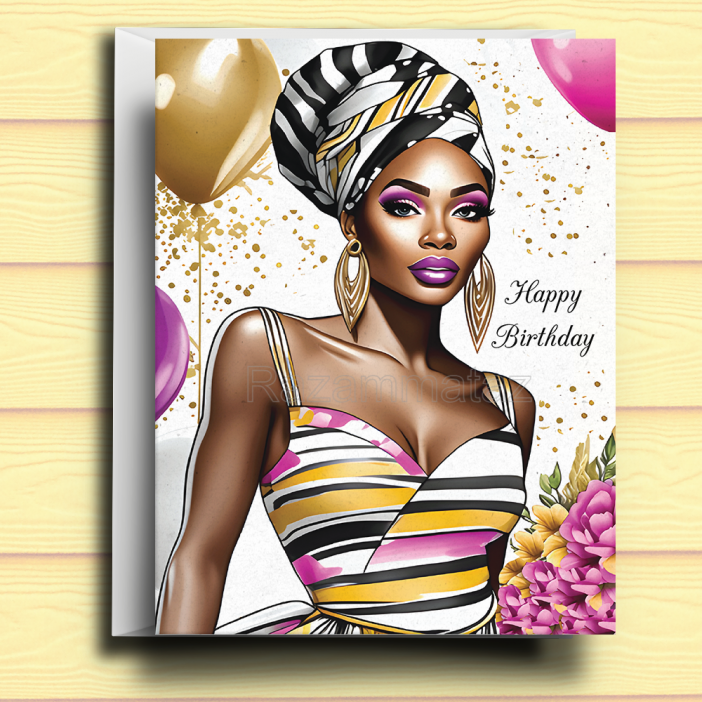 Black Woman Birthday Card J2